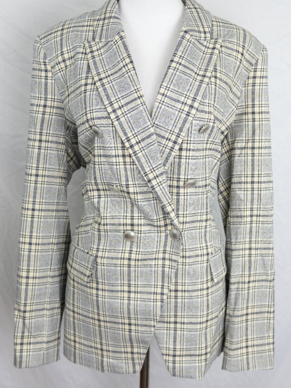 NWT Blazer Nine West Womens XXL Plaid Suit Jacket Padded Shoulders Washable